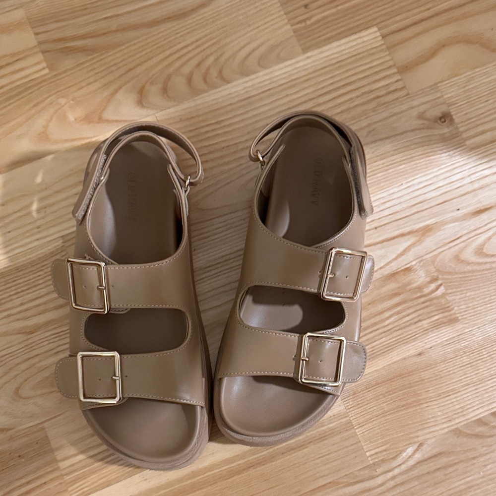 Tan Double Buckle Sandals